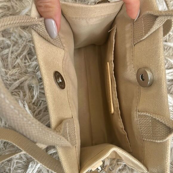 Brandon Blackwood ESR End Systemic Racism Canvas Beige Crossbody Mini Tote Bag - Picture 12 of 14